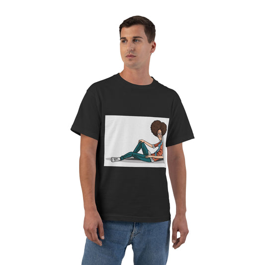 T-Shirt — Afro Girl Sitting Illustration Tee (Relaxed, Casual Streetwear)